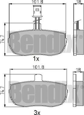 BENDIX 510044 - Bremžu uzliku kompl., Disku bremzes adetalas.lv