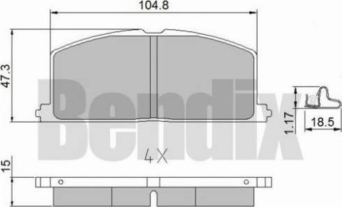 BENDIX 510052 - Bremžu uzliku kompl., Disku bremzes adetalas.lv