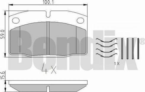 BENDIX 510016 - Bremžu uzliku kompl., Disku bremzes adetalas.lv