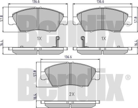 BENDIX 510080 - Bremžu uzliku kompl., Disku bremzes adetalas.lv