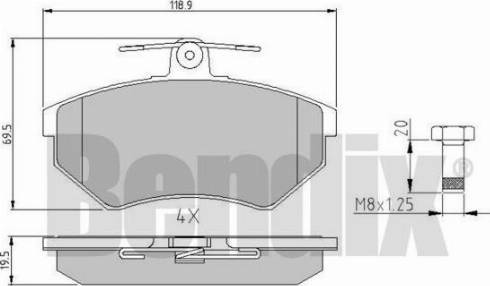 BENDIX 510159 - Bremžu uzliku kompl., Disku bremzes adetalas.lv