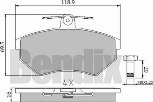 BENDIX 510158 - Bremžu uzliku kompl., Disku bremzes adetalas.lv