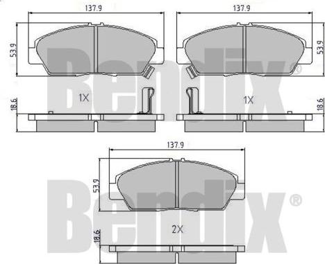 BENDIX 510162 - Bremžu uzliku kompl., Disku bremzes adetalas.lv