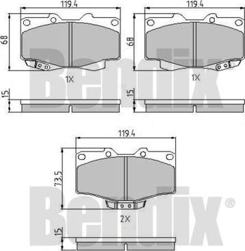 BENDIX 510105 - Bremžu uzliku kompl., Disku bremzes adetalas.lv