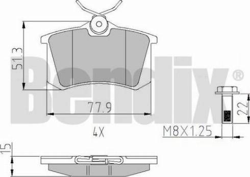 BENDIX 510106 - Bremžu uzliku kompl., Disku bremzes adetalas.lv