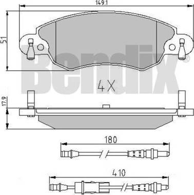 BENDIX 510841 - Bremžu uzliku kompl., Disku bremzes adetalas.lv