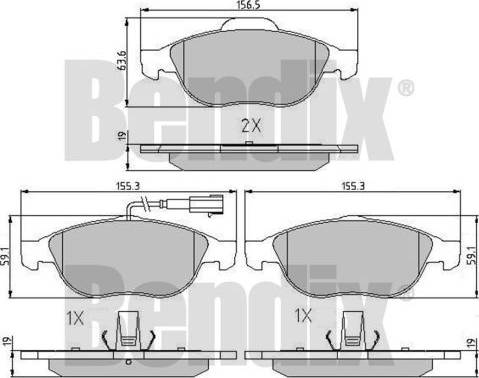 BENDIX 510831 - Bremžu uzliku kompl., Disku bremzes adetalas.lv