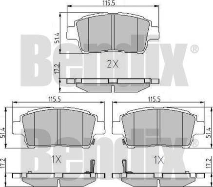 BENDIX 510879 - Bremžu uzliku kompl., Disku bremzes adetalas.lv