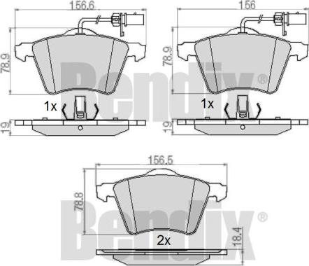 BENDIX 510398 - Bremžu uzliku kompl., Disku bremzes adetalas.lv