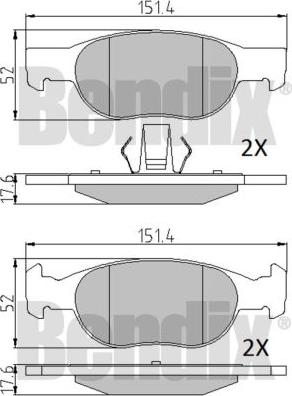 BENDIX 510385 - Bremžu uzliku kompl., Disku bremzes adetalas.lv