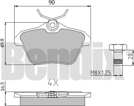 BENDIX 510323 - Bremžu uzliku kompl., Disku bremzes adetalas.lv