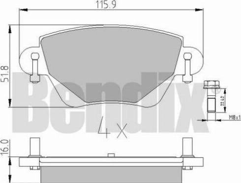 BENDIX 510372 - Bremžu uzliku kompl., Disku bremzes adetalas.lv