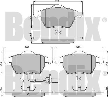 BENDIX 510244 - Bremžu uzliku kompl., Disku bremzes adetalas.lv