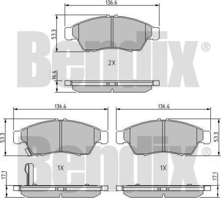 BENDIX 510242 - Bremžu uzliku kompl., Disku bremzes adetalas.lv