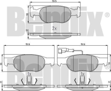 BENDIX 510259 - Bremžu uzliku kompl., Disku bremzes adetalas.lv