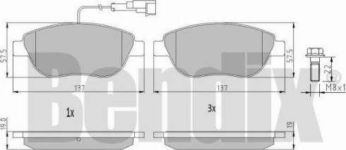 BENDIX 510205 - Bremžu uzliku kompl., Disku bremzes adetalas.lv