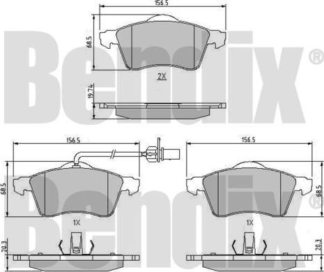 BENDIX 510208 - Bremžu uzliku kompl., Disku bremzes adetalas.lv