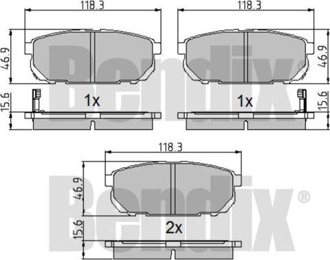 BENDIX 510220 - Bremžu uzliku kompl., Disku bremzes adetalas.lv