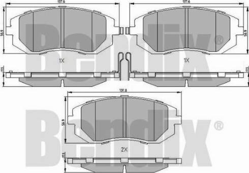 BENDIX 510707 - Bremžu uzliku kompl., Disku bremzes adetalas.lv