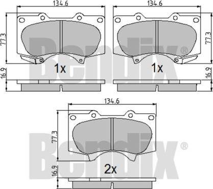 BENDIX 510731 - Bremžu uzliku kompl., Disku bremzes adetalas.lv