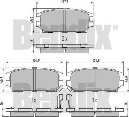 BENDIX 511089 - Bremžu uzliku kompl., Disku bremzes adetalas.lv