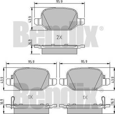 BENDIX 511117 - Bremžu uzliku kompl., Disku bremzes adetalas.lv