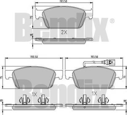 BENDIX 511133 - Bremžu uzliku kompl., Disku bremzes adetalas.lv