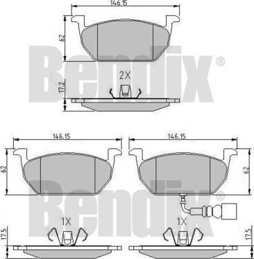 BENDIX 511201 - Bremžu uzliku kompl., Disku bremzes adetalas.lv