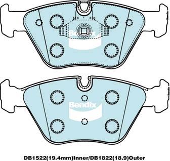 Bendix-AU DB1522 EURO+ - Bremžu uzliku kompl., Disku bremzes adetalas.lv