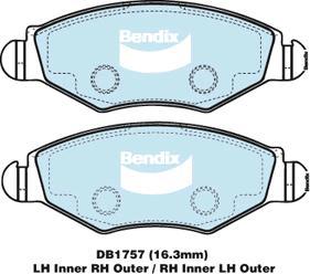 Bendix-AU DB1757 GCT - Bremžu uzliku kompl., Disku bremzes adetalas.lv