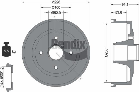 BENDIX Braking BDM1058 - Bremžu trumulis adetalas.lv