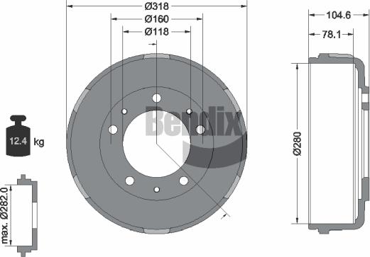 BENDIX Braking BDM1062 - Bremžu trumulis adetalas.lv