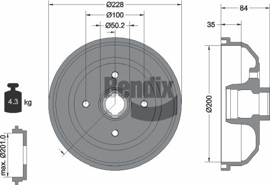 BENDIX Braking BDM1012 - Bremžu trumulis adetalas.lv