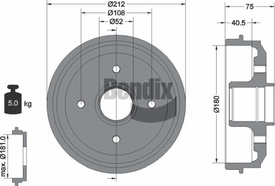 BENDIX Braking BDM1033 - Bremžu trumulis adetalas.lv