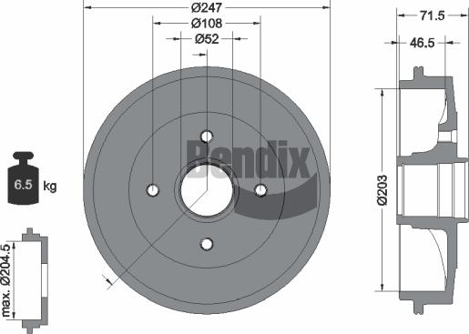 BENDIX Braking BDM1079 - Bremžu trumulis adetalas.lv