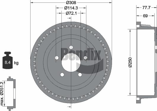 BENDIX Braking BDM1078 - Bremžu trumulis adetalas.lv