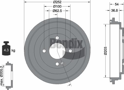 BENDIX Braking BDM1167 - Bremžu trumulis adetalas.lv