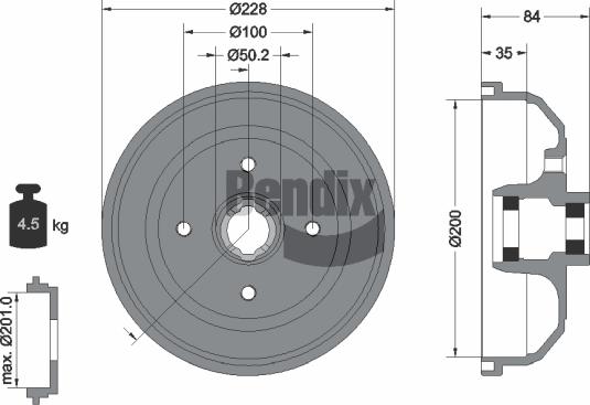 BENDIX Braking BDM1134 - Bremžu trumulis adetalas.lv