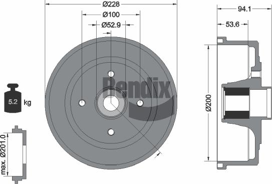 BENDIX Braking BDM1125 - Bremžu trumulis adetalas.lv