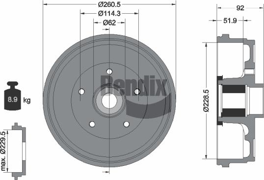 BENDIX Braking BDM1174 - Bremžu trumulis adetalas.lv