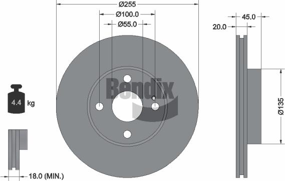 BENDIX Braking BDS1948 - Bremžu diski adetalas.lv