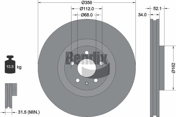 BENDIX Braking BDS1455 - Bremžu diski adetalas.lv