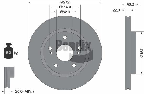 BENDIX Braking BDS1458 - Bremžu diski adetalas.lv