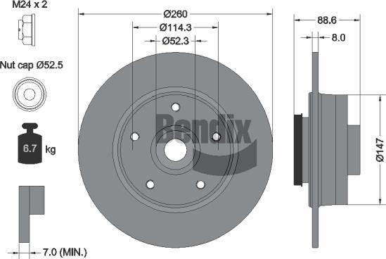 BENDIX Braking BDS1413 - Bremžu diski adetalas.lv