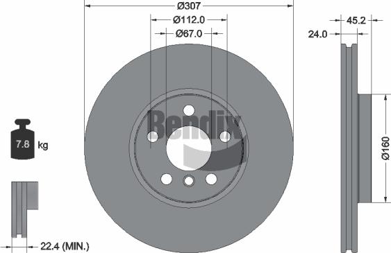 BENDIX Braking BDS1436HC - Bremžu diski adetalas.lv