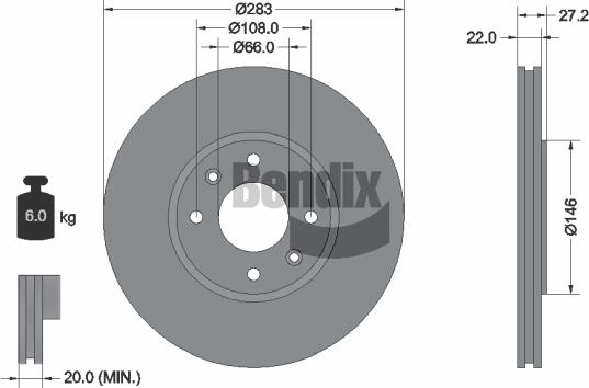 BENDIX Braking BDS1430 - Bremžu diski adetalas.lv