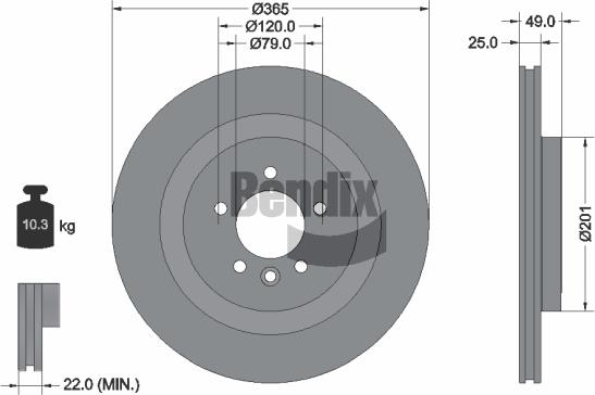 BENDIX Braking BDS1565 - Bremžu diski adetalas.lv