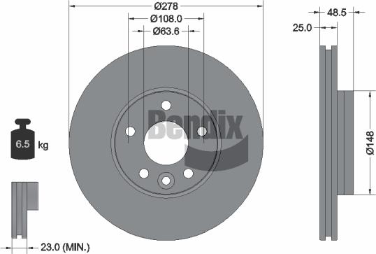 BENDIX Braking BDS1505 - Bremžu diski adetalas.lv