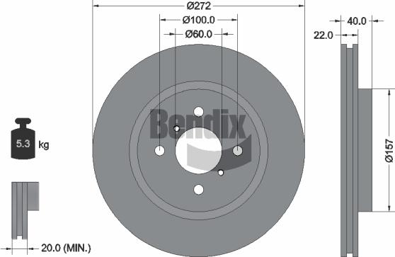 BENDIX Braking BDS1503 - Bremžu diski adetalas.lv