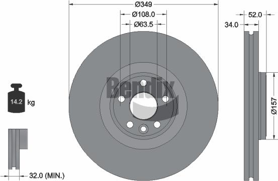 BENDIX Braking BDS1586HC - Bremžu diski adetalas.lv